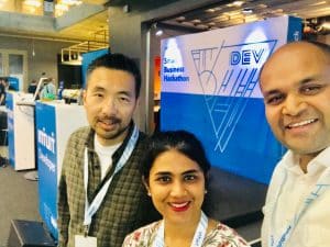 Jeff, Piyush and Puja Selfie at Hackathon